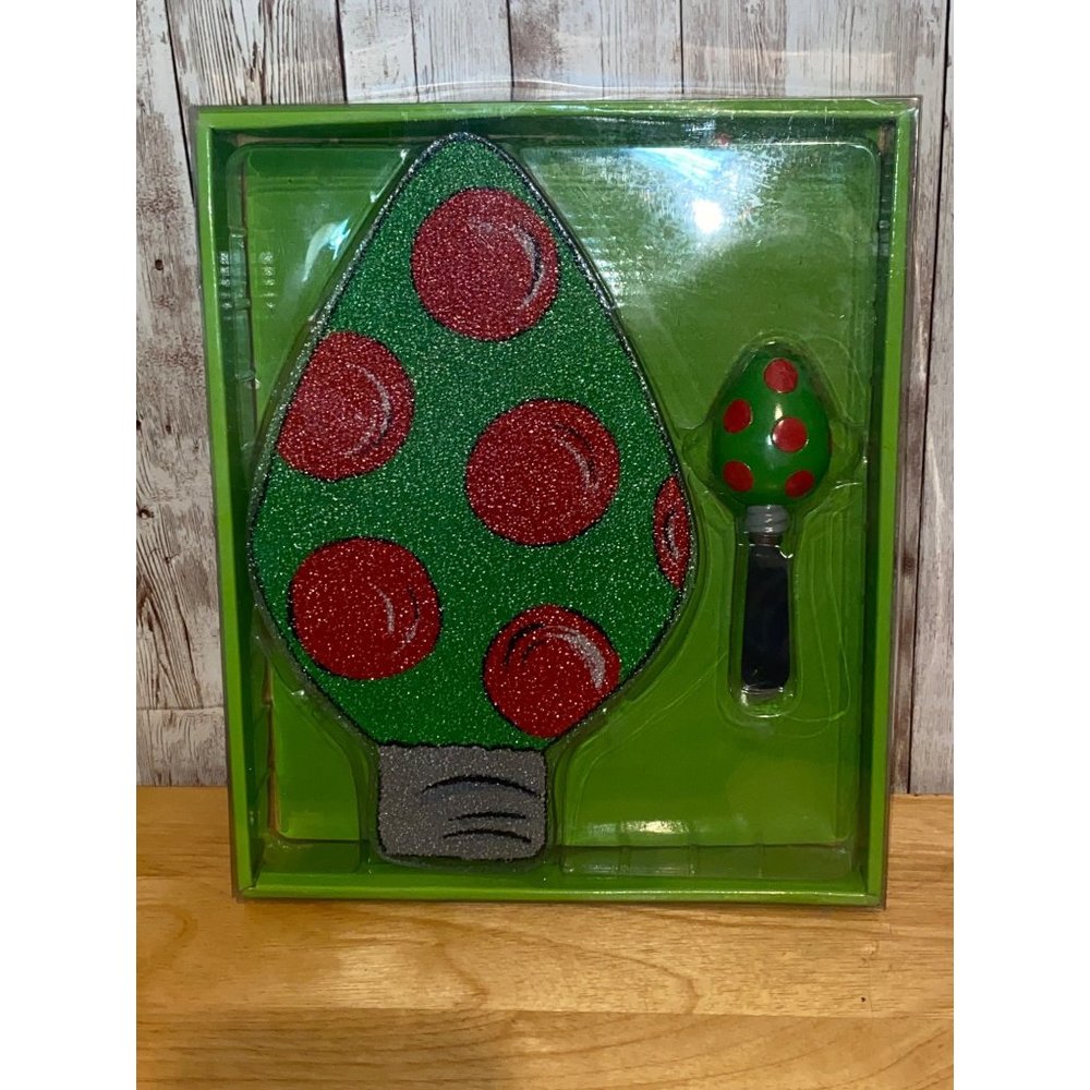 Mainstreet Collection Christmas Light Bulb Cheeseboard Knife Spreader Glass Set